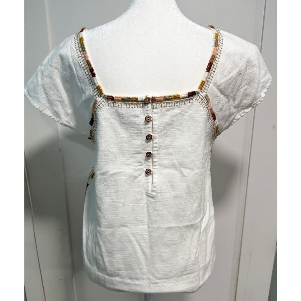 FAHERTY Torrance Top 100% Org Cotton Embroidered Square Neck Size XS - Picture 4 of 6